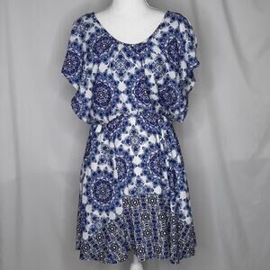 Collective Concepts Women's Mandala Print Flutter Sleeve Dress Small